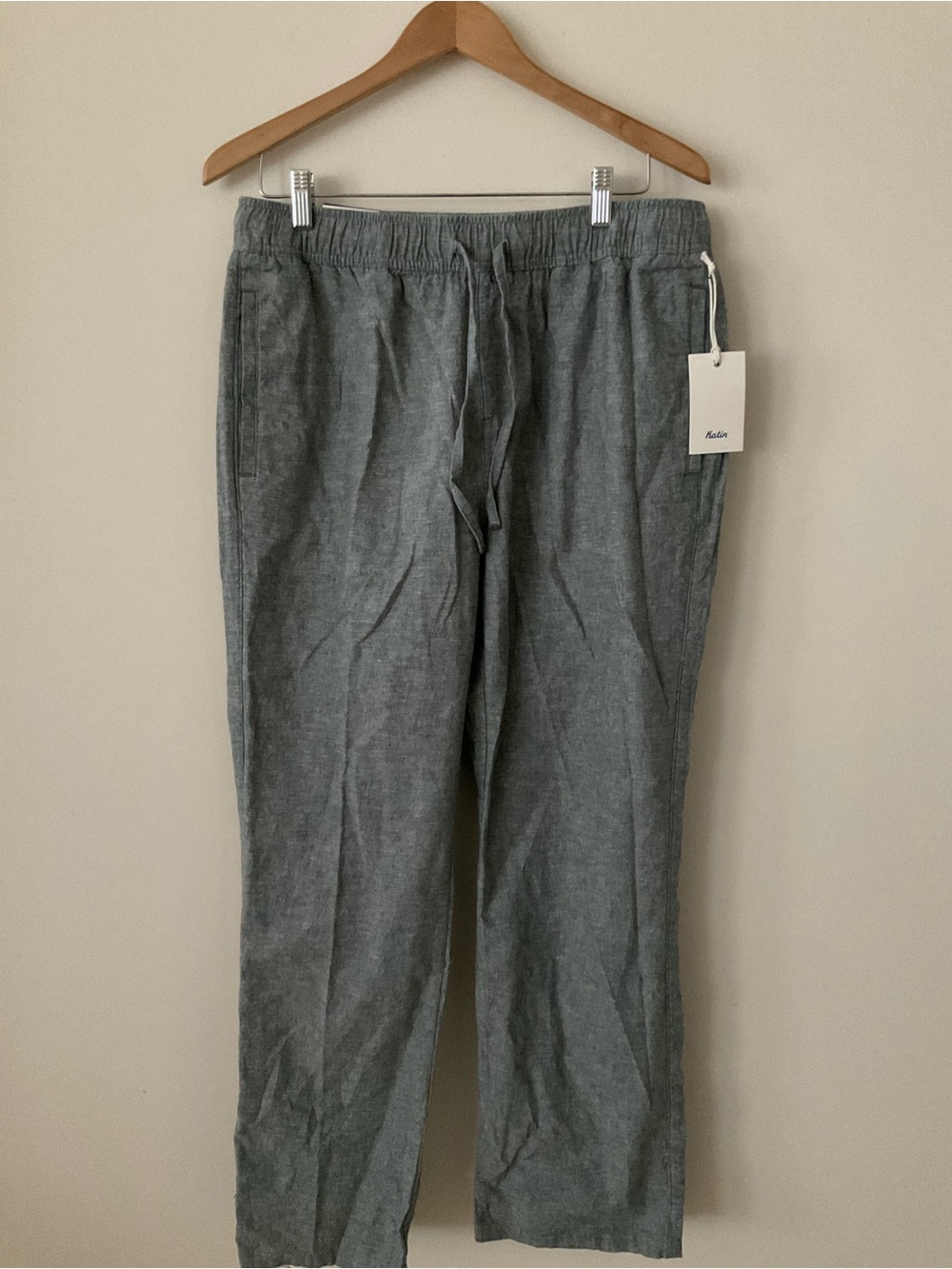NEW TAGS Katin Isaiah Local Pants Men Blue Gray Cotton Stretch Drawstring Loung